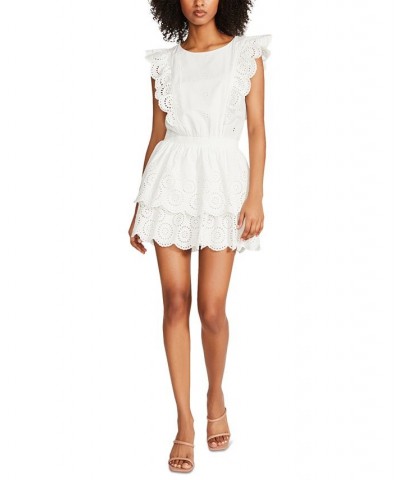 Women's Jayda Eyelet Ruffle-Trim Dress White $35.97 Dresses