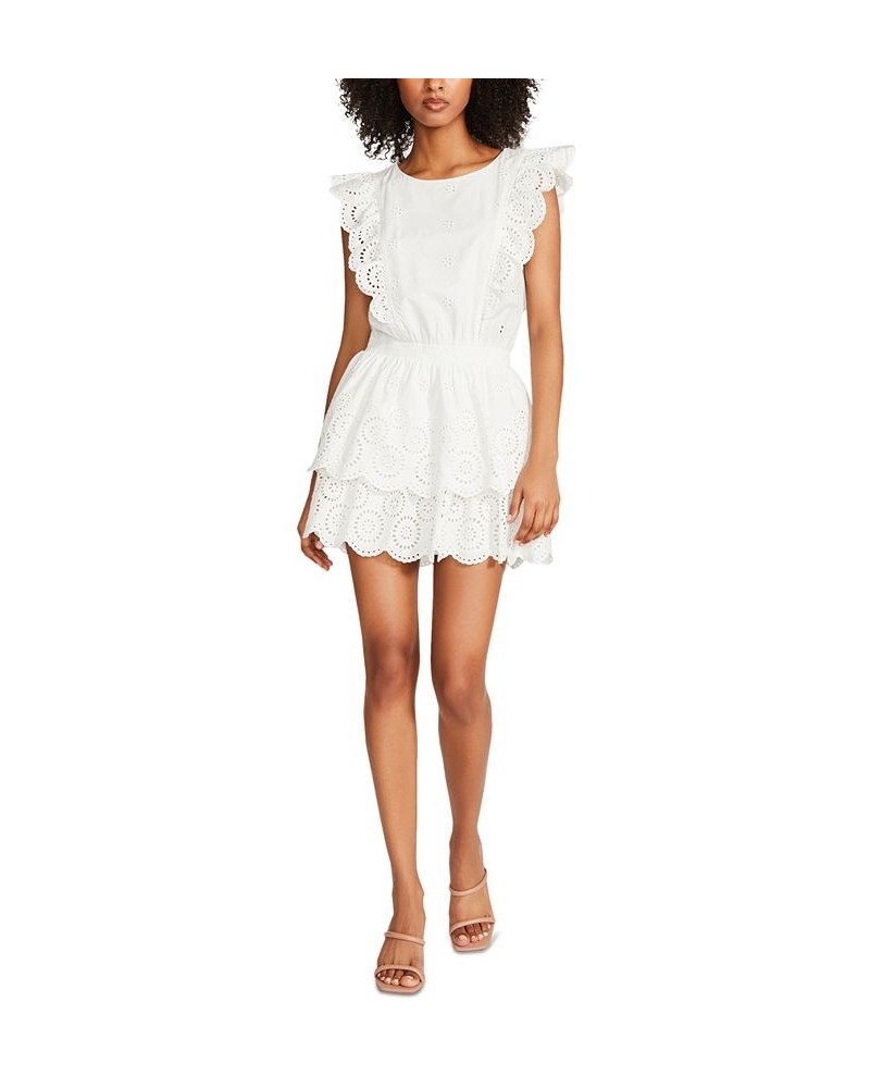 Women's Jayda Eyelet Ruffle-Trim Dress White $35.97 Dresses