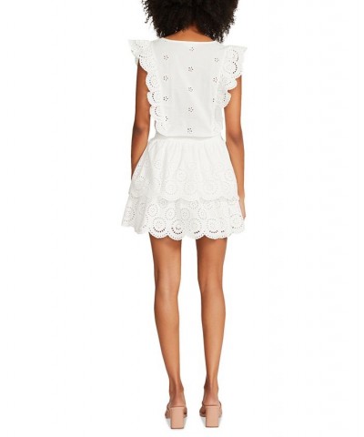 Women's Jayda Eyelet Ruffle-Trim Dress White $35.97 Dresses