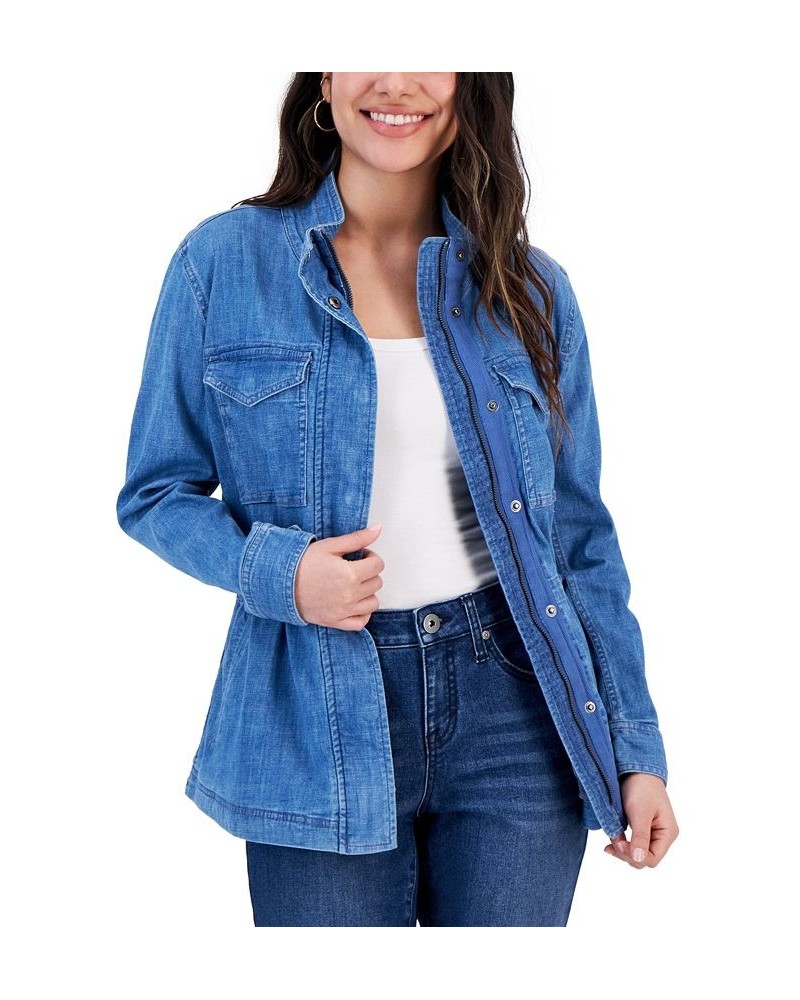 Petite Cotton Utility Jacket Blue $24.38 Jackets