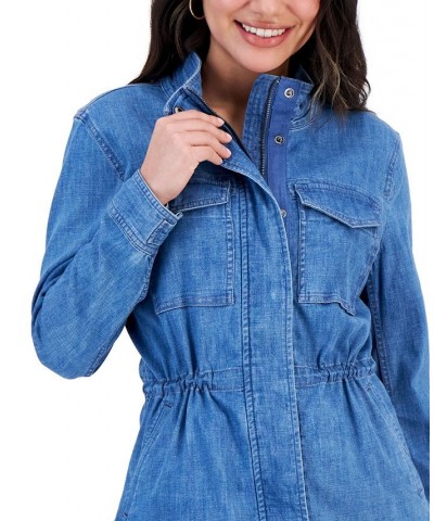 Petite Cotton Utility Jacket Blue $24.38 Jackets