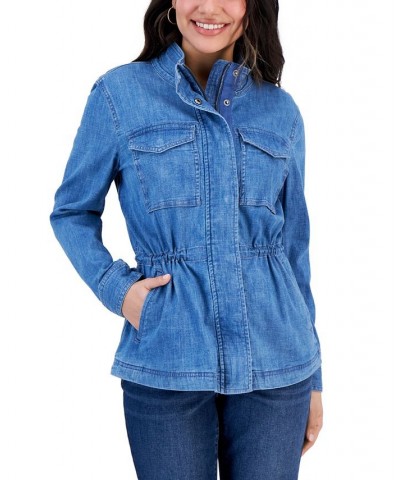 Petite Cotton Utility Jacket Blue $24.38 Jackets