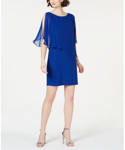 Rhinestone-Trim Chiffon Popover Dress Blue $36.49 Dresses