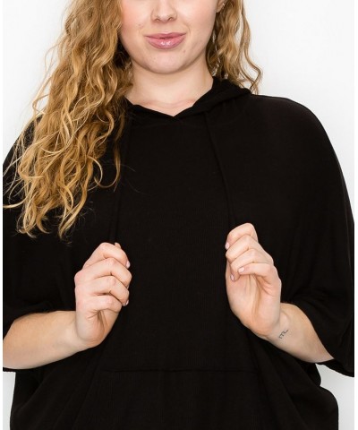 Plus Size Batwing Pocket Hoodie Black $29.00 Sweatshirts