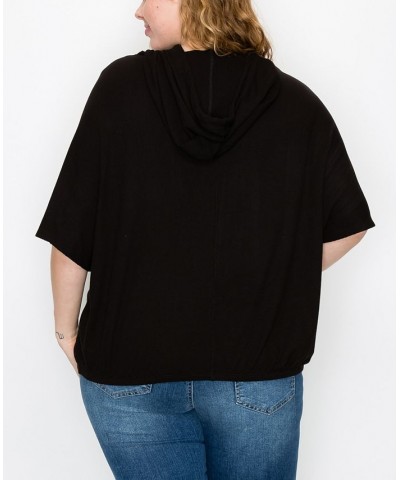 Plus Size Batwing Pocket Hoodie Black $29.00 Sweatshirts