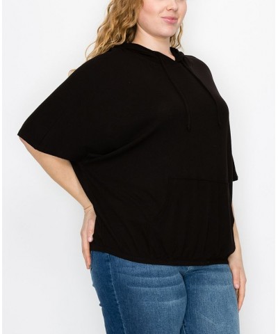 Plus Size Batwing Pocket Hoodie Black $29.00 Sweatshirts