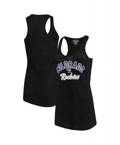 Women's Black Colorado Rockies Multicount Racerback Tank Top Black $24.44 Tops