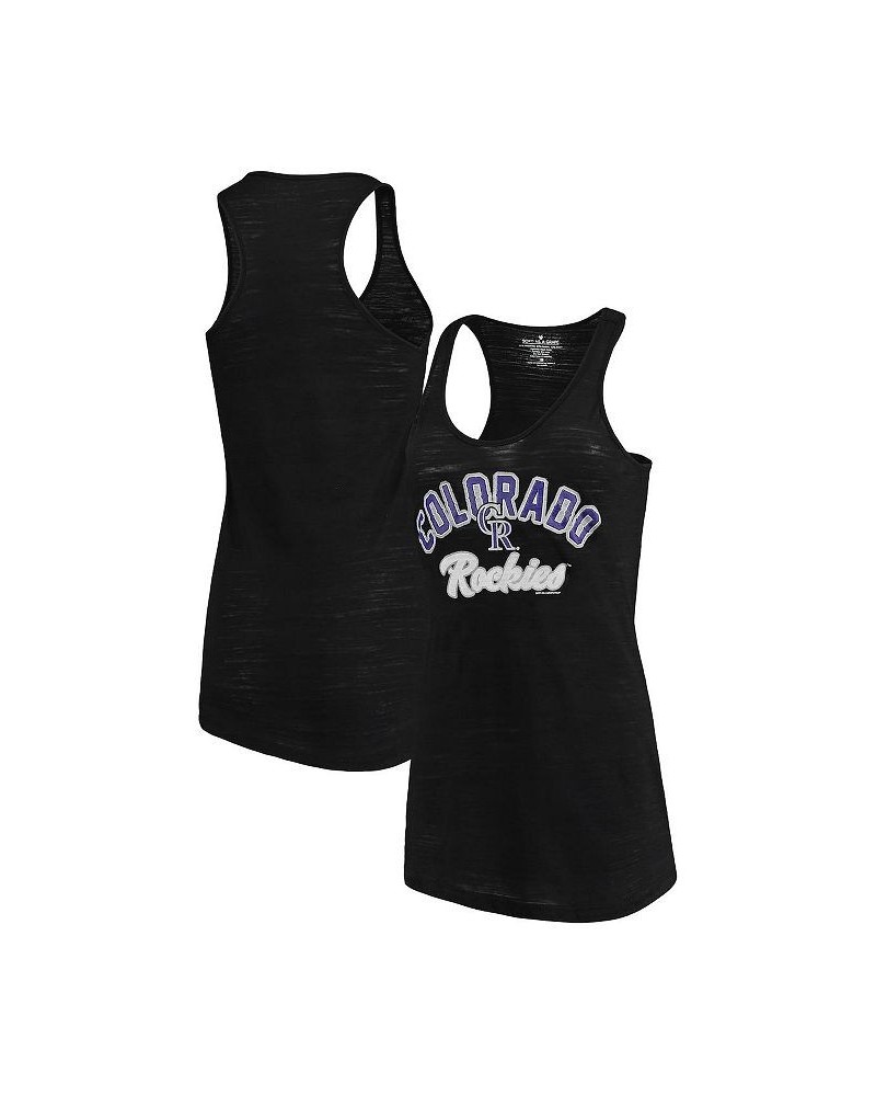 Women's Black Colorado Rockies Multicount Racerback Tank Top Black $24.44 Tops