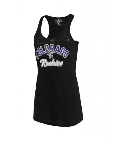 Women's Black Colorado Rockies Multicount Racerback Tank Top Black $24.44 Tops