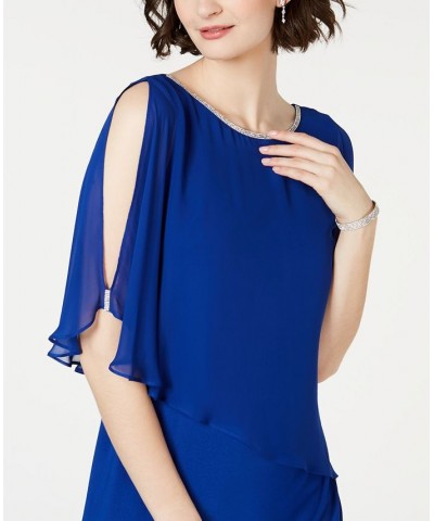 Rhinestone-Trim Chiffon Popover Dress Blue $36.49 Dresses