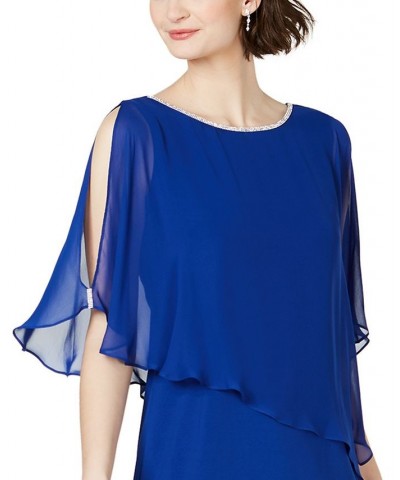 Rhinestone-Trim Chiffon Popover Dress Blue $36.49 Dresses