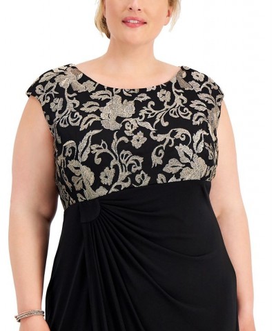 Plus Size Embroidered Gathered-Waist Gown Tan/Beige $40.33 Dresses