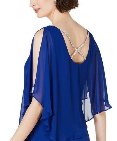 Rhinestone-Trim Chiffon Popover Dress Blue $36.49 Dresses