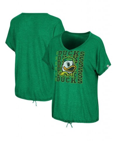 Women's Heathered Green Oregon Ducks Fifth Sense Drawcord V-Neck T-Shirt Heathered Green $23.59 Tops