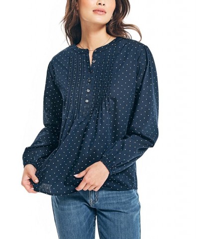 Women's Split-Neck Popover Top Navy Seas $19.85 Tops