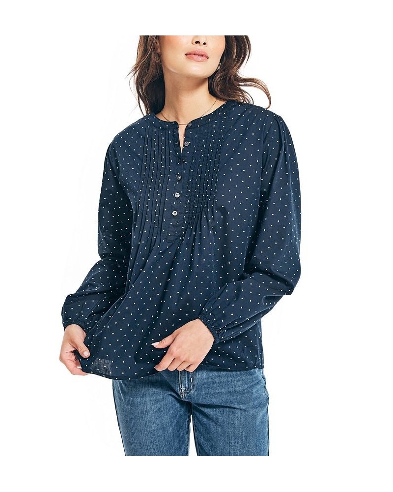 Women's Split-Neck Popover Top Navy Seas $19.85 Tops