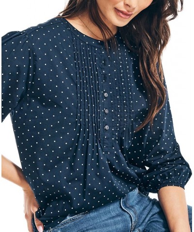 Women's Split-Neck Popover Top Navy Seas $19.85 Tops