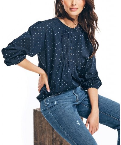 Women's Split-Neck Popover Top Navy Seas $19.85 Tops