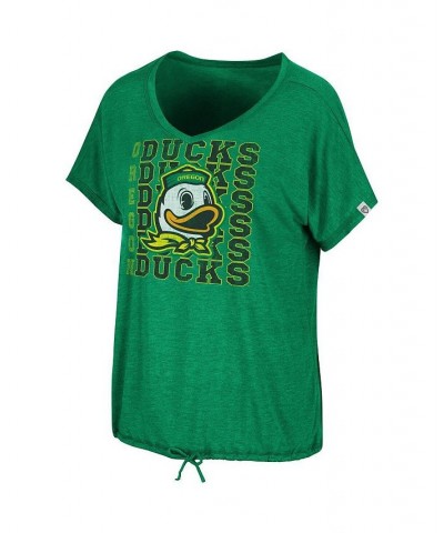 Women's Heathered Green Oregon Ducks Fifth Sense Drawcord V-Neck T-Shirt Heathered Green $23.59 Tops