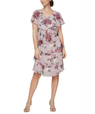 Printed V-Neck Ruffled A-Line Dress Blush Multi $64.50 Dresses