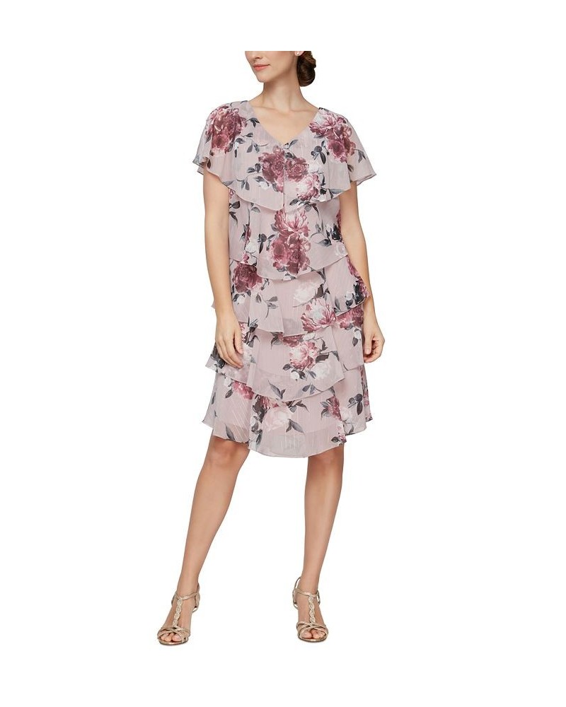 Printed V-Neck Ruffled A-Line Dress Blush Multi $64.50 Dresses