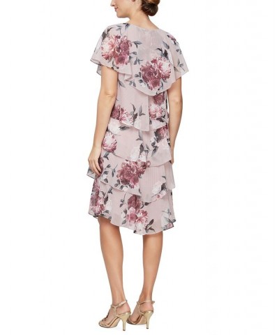 Printed V-Neck Ruffled A-Line Dress Blush Multi $64.50 Dresses