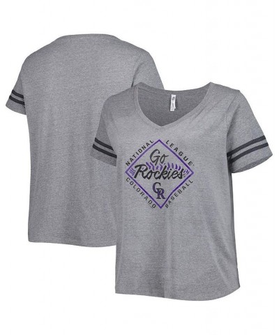 Women's Gray Colorado Rockies Plus Size V-Neck Jersey T-shirt Gray $28.20 Tops