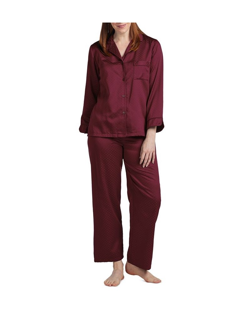 Women's Notched-Collar Pajamas Set Red $14.40 Sleepwear