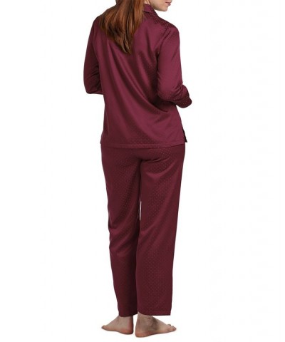 Women's Notched-Collar Pajamas Set Red $14.40 Sleepwear