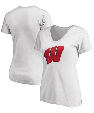 Plus Size Majestic White Wisconsin Badgers Primary Logo V-Neck T-shirt White $24.50 Tops