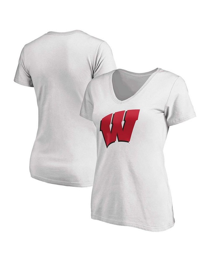 Plus Size Majestic White Wisconsin Badgers Primary Logo V-Neck T-shirt White $24.50 Tops