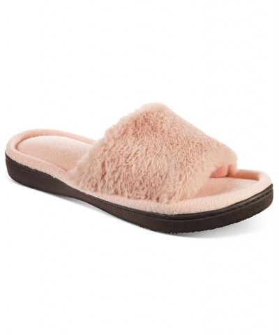 Women's Laurel Faux Fur Slide Slippers Pink $10.12 Shoes