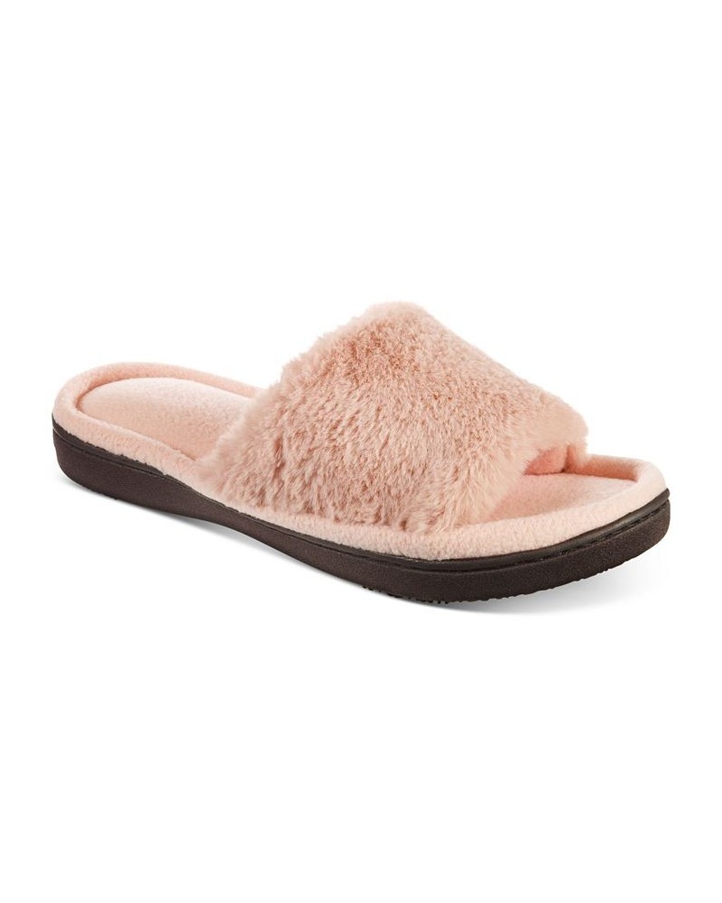 Women's Laurel Faux Fur Slide Slippers Pink $10.12 Shoes