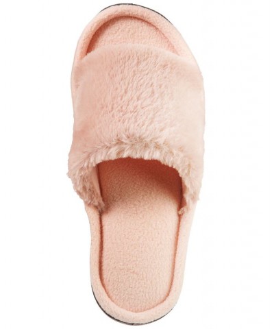 Women's Laurel Faux Fur Slide Slippers Pink $10.12 Shoes