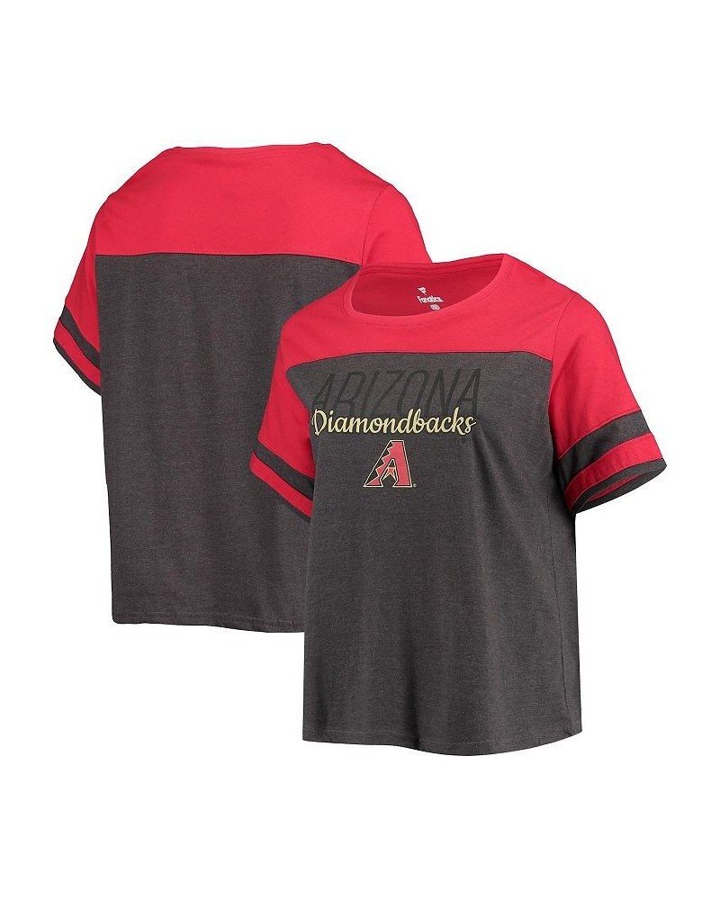 Women's Heathered Charcoal Red Arizona Diamondbacks Plus Size Colorblock T-shirt Heathered Charcoal, Red $22.56 Tops