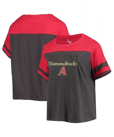 Women's Heathered Charcoal Red Arizona Diamondbacks Plus Size Colorblock T-shirt Heathered Charcoal, Red $22.56 Tops