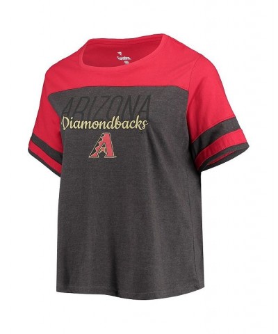 Women's Heathered Charcoal Red Arizona Diamondbacks Plus Size Colorblock T-shirt Heathered Charcoal, Red $22.56 Tops