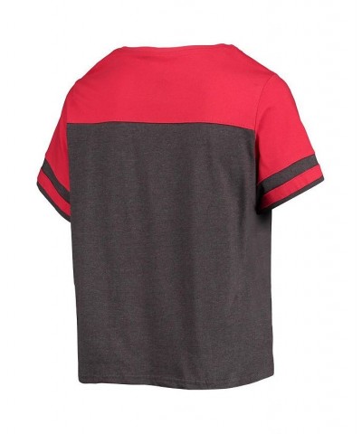 Women's Heathered Charcoal Red Arizona Diamondbacks Plus Size Colorblock T-shirt Heathered Charcoal, Red $22.56 Tops