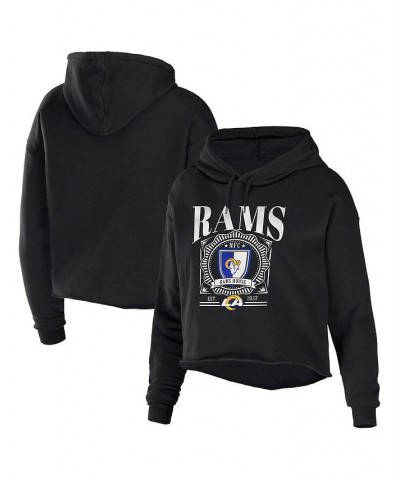 Women's Black Los Angeles Rams Cropped Sponge Fleece Pullover Hoodie Black $36.50 Sweatshirts