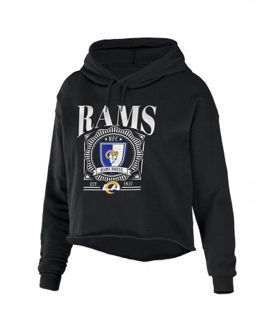 Women's Black Los Angeles Rams Cropped Sponge Fleece Pullover Hoodie Black $36.50 Sweatshirts