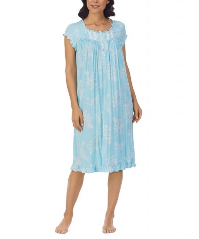 Women's Cap-Sleeve Waltz Nightgown Aqua Grnd White Floral $43.68 Sleepwear