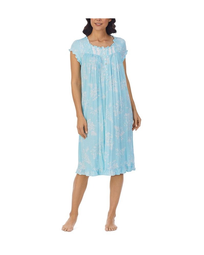 Women's Cap-Sleeve Waltz Nightgown Aqua Grnd White Floral $43.68 Sleepwear