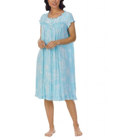 Women's Cap-Sleeve Waltz Nightgown Aqua Grnd White Floral $43.68 Sleepwear