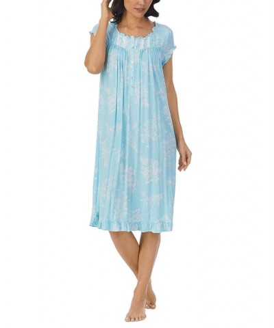 Women's Cap-Sleeve Waltz Nightgown Aqua Grnd White Floral $43.68 Sleepwear