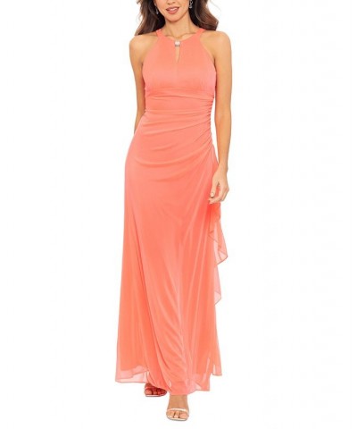 B&A by Betsy and Adam Ruched Halter Gown Orange $50.31 Dresses