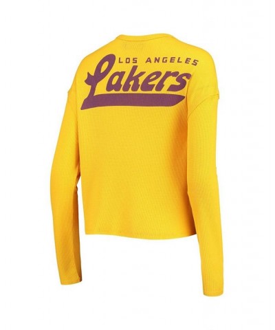 Women's Gold Los Angeles Lakers Pocket Thermal Tri-Blend Long Sleeve T-shirt Gold $23.10 Tops