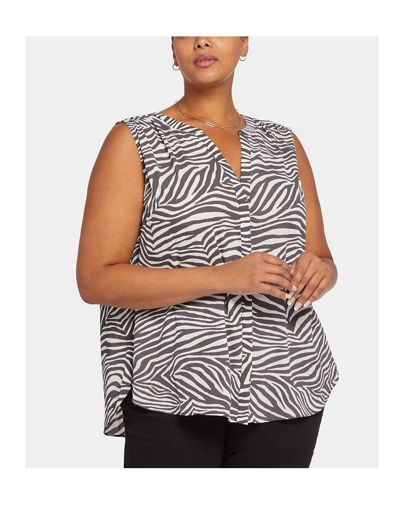 Plus Size Sleeveless Pintuck Blouse Metro Zebra $25.15 Tops