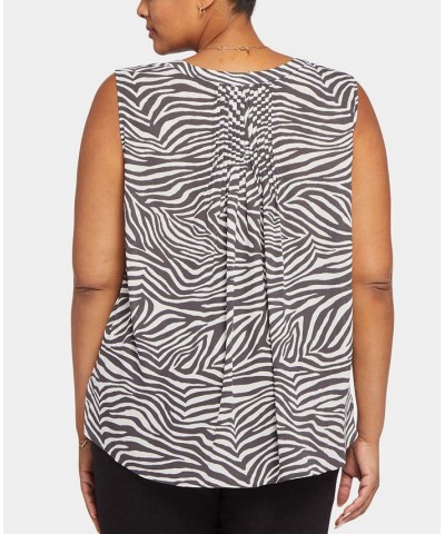 Plus Size Sleeveless Pintuck Blouse Metro Zebra $25.15 Tops