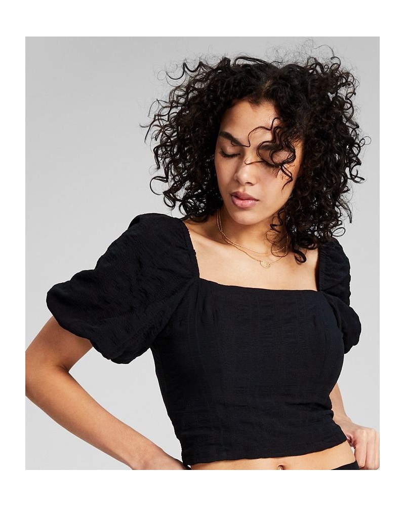 Women's Puff-Sleeve Top Black $21.56 Tops