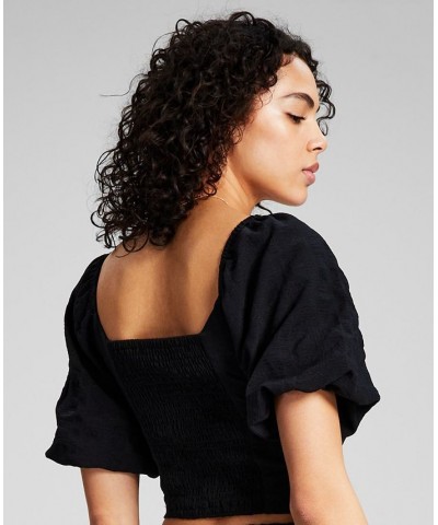 Women's Puff-Sleeve Top Black $21.56 Tops